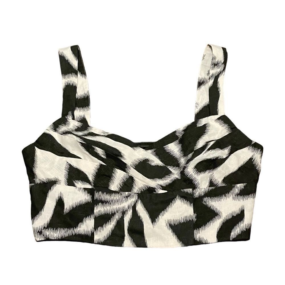 NWT Banana Republic Cropped Crossover Tank Top Blouse Black Cream Size 10